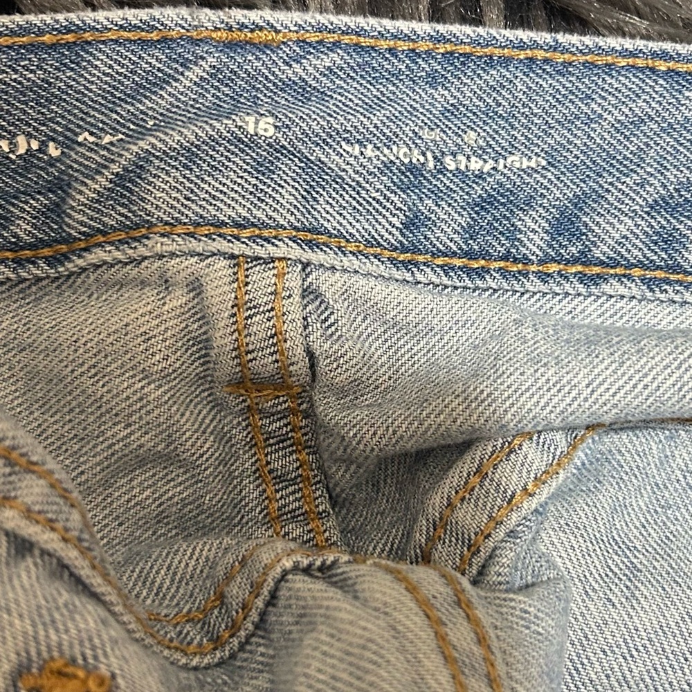 Old Navy High-Waisted Slouchy Straight Cropped Ripped Non-Stretch Jeans Sz 16 - Picture 4 of 6